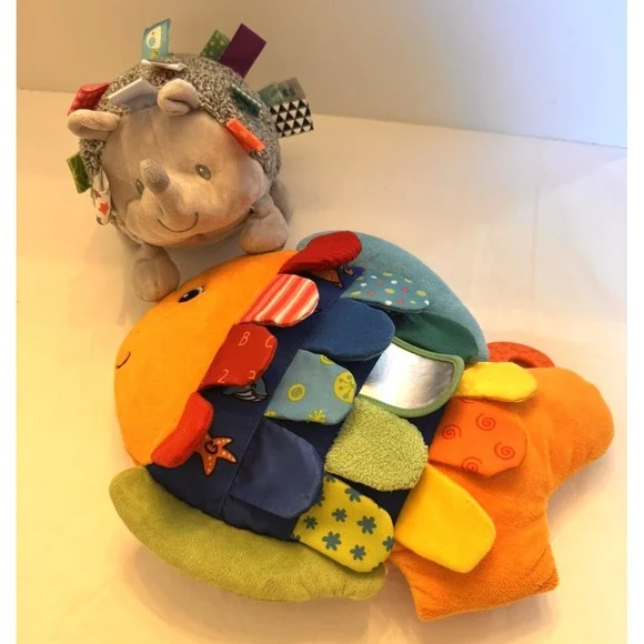 Taggies Hedgehog & Melissa Doug K's Kids Rainbow Fish Sensory Crinkle Plush Lot - Picture 1 of 16